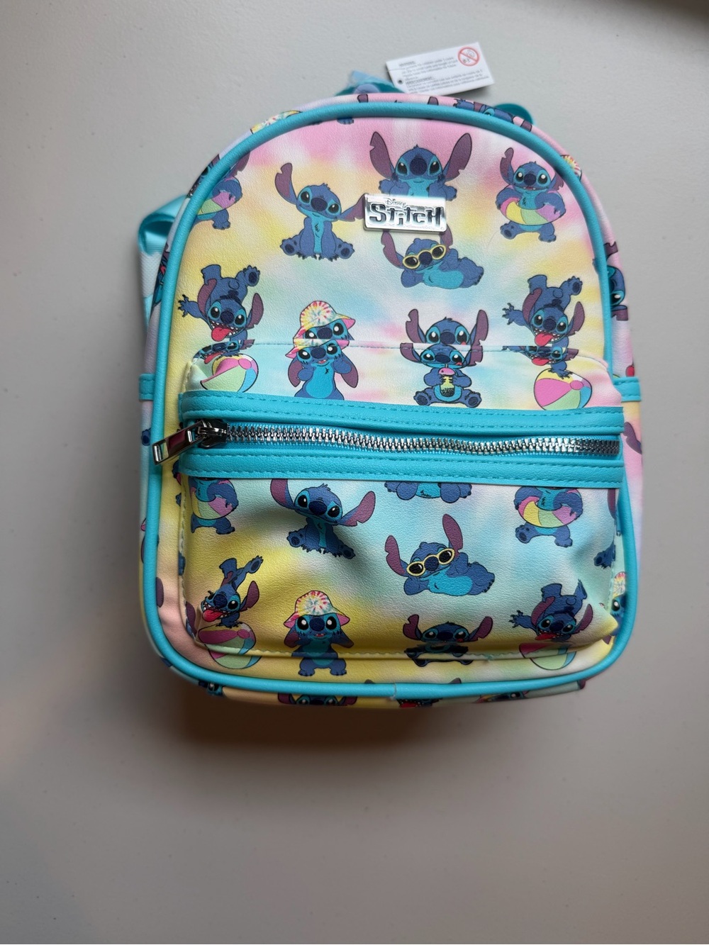 Claire's Pastel Blue Multicolor Stitch Mini Backpack